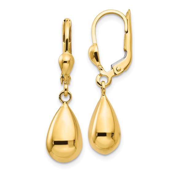 14k Gold Polished Fancy Dangle Leverback Earrings 14k Gold Polished Fancy Dangle Leverback Earrings